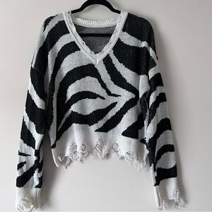 Black and White Zebra Print Women's Sweater